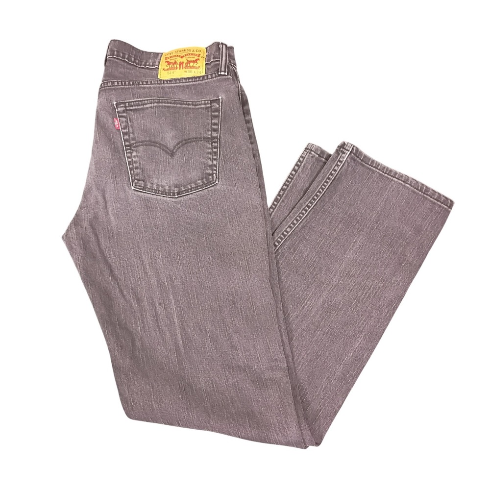 Levis 514 Straight Fit Jeans Mens 36x34 (35x33)Faded Black Denim Pants